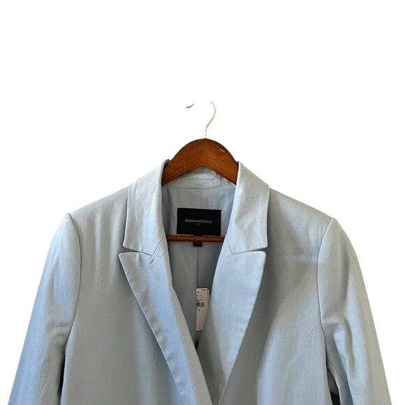 Banana Republic NEW Linen Blend Double Breasted Blazer In Powder Blue Size 10 - Picture 5 of 16